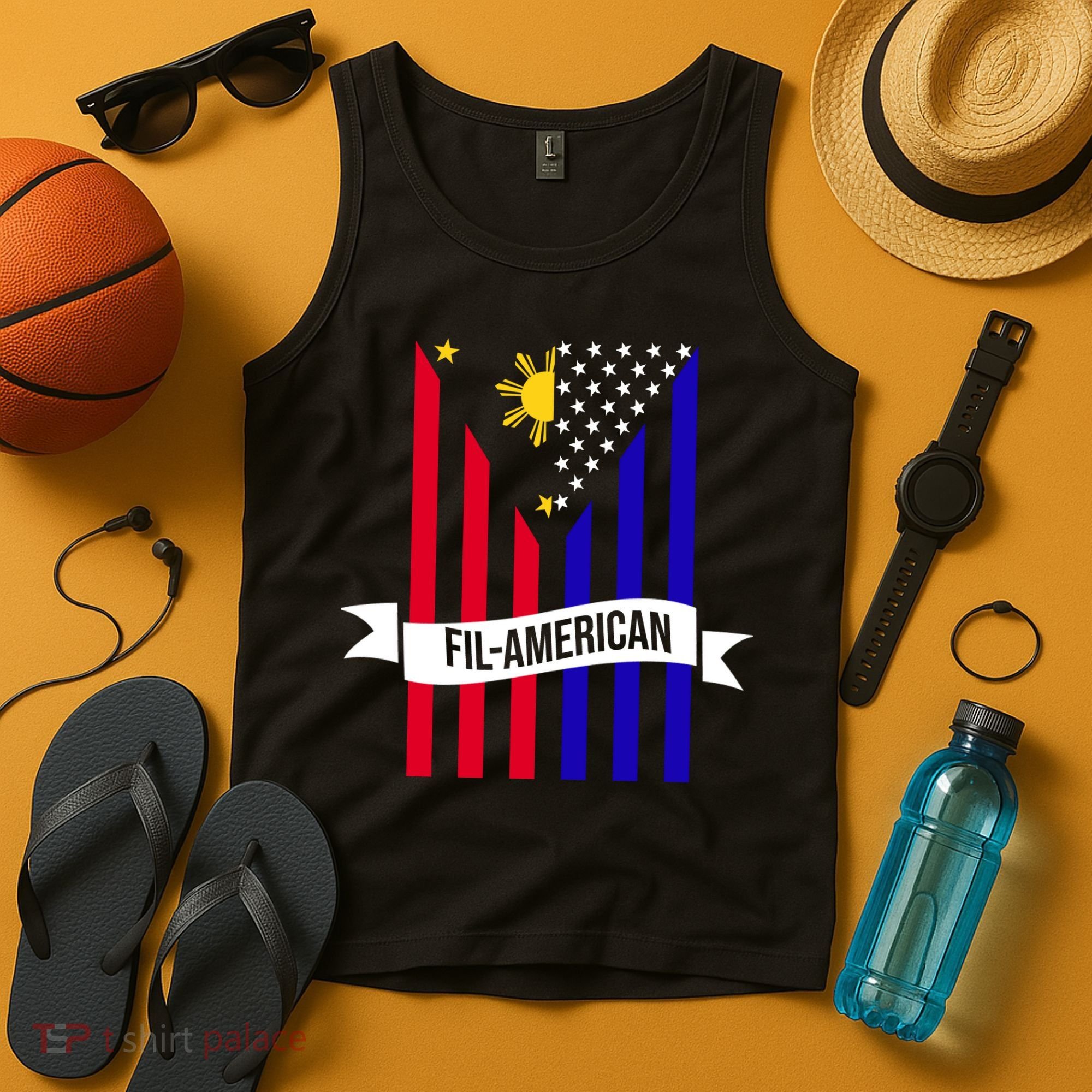 FillAmerican Filipino Philippines USA Flag Tank Top