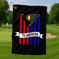 FillAmerican Filipino Philippines USA Flag Golf Towel thumb 1