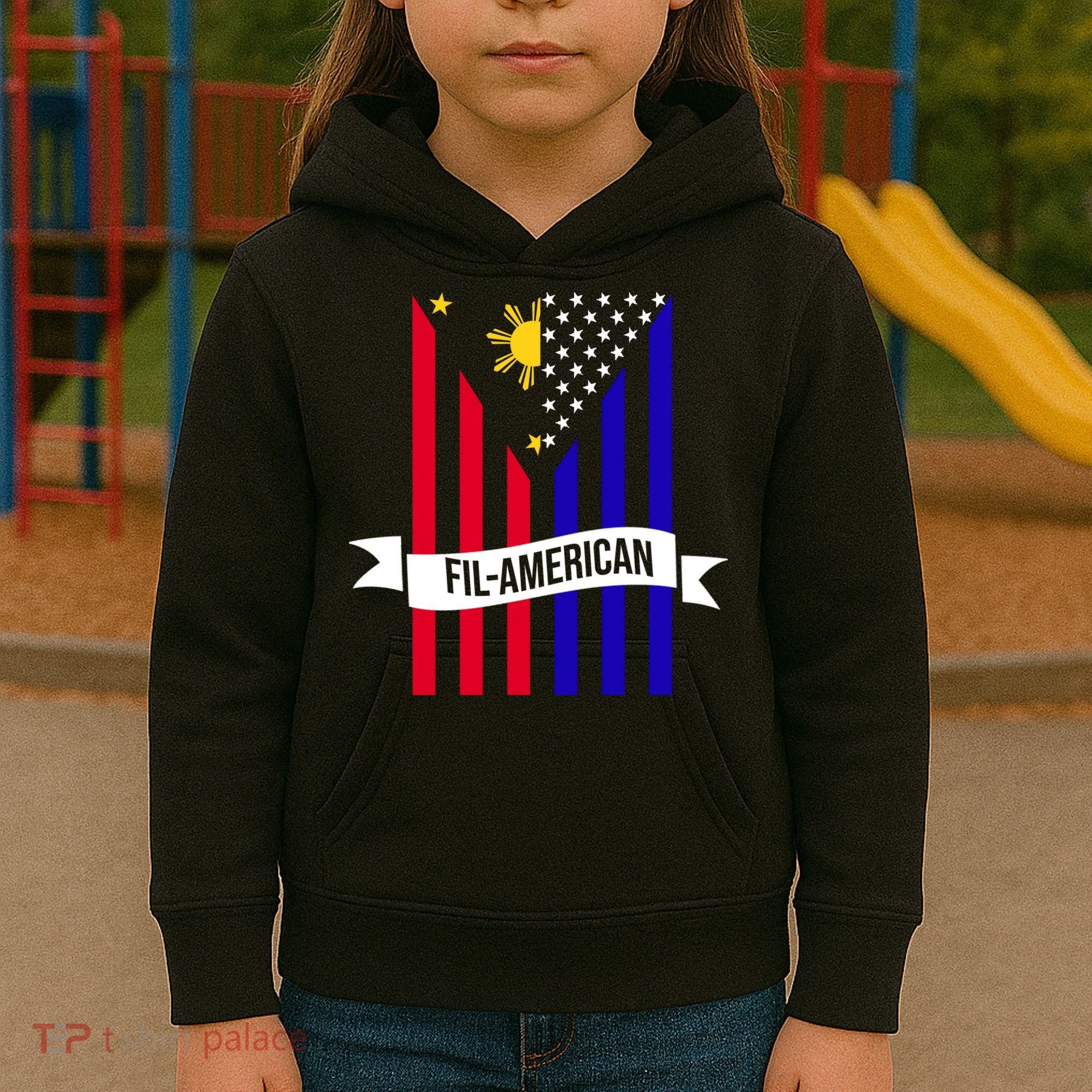 FillAmerican Filipino Philippines USA Flag Kids Hoodie