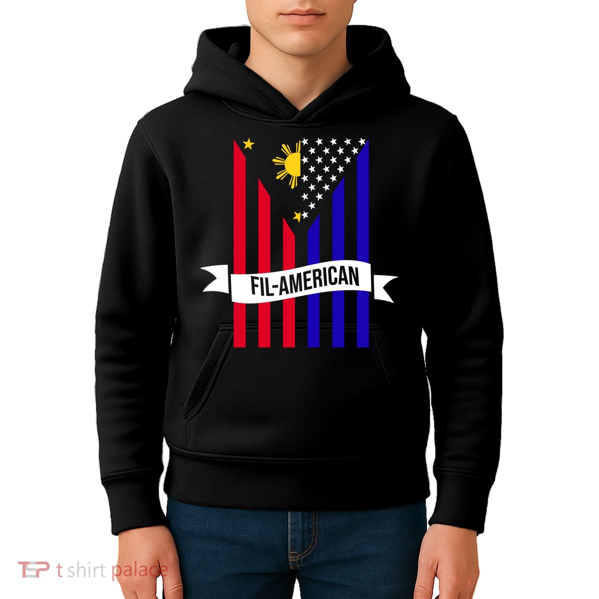 FillAmerican Filipino Philippines USA Flag Kids Hoodie