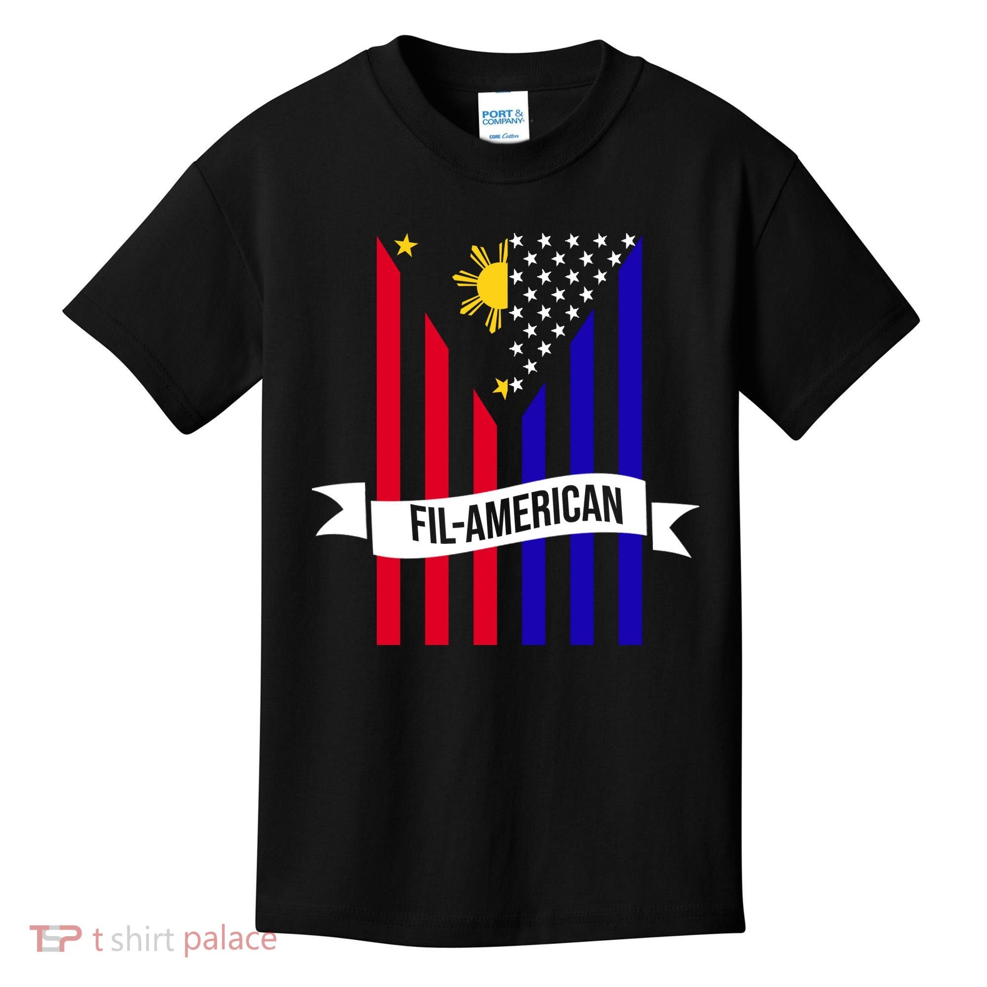 FillAmerican Filipino Philippines USA Flag Kids T-Shirt