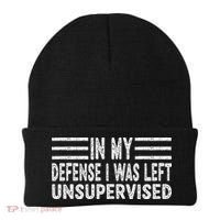 Funny In my defense i was left unsupervised Retro Beanie thumb 0