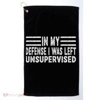 Funny In my defense i was left unsupervised Retro Golf Towel thumb 0
