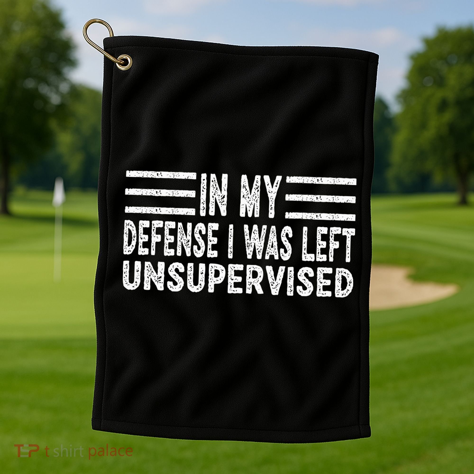Funny In my defense i was left unsupervised Retro Golf Towel