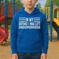 Funny In my defense i was left unsupervised Retro Kids Hoodie thumb 2