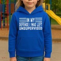 Funny In my defense i was left unsupervised Retro Kids Hoodie thumb 3