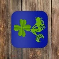 Funny Irish Mermaid Love Shamrock St Patricks Day Funny Gift Coaster thumb 0