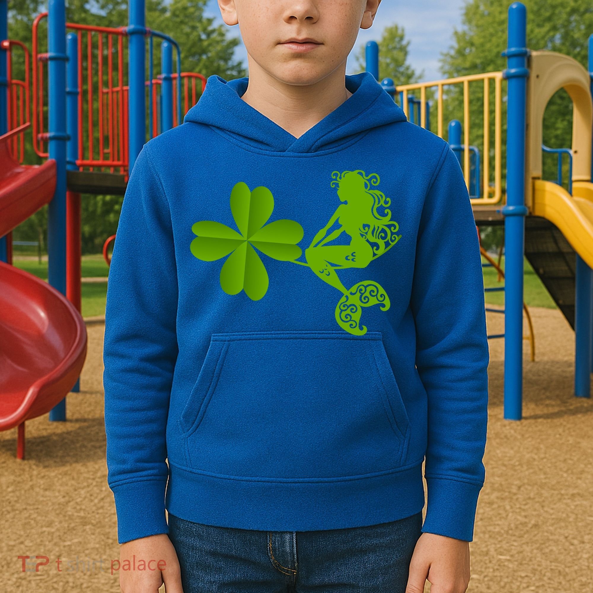Funny Irish Mermaid Love Shamrock St Patricks Day Funny Gift Kids Hoodie