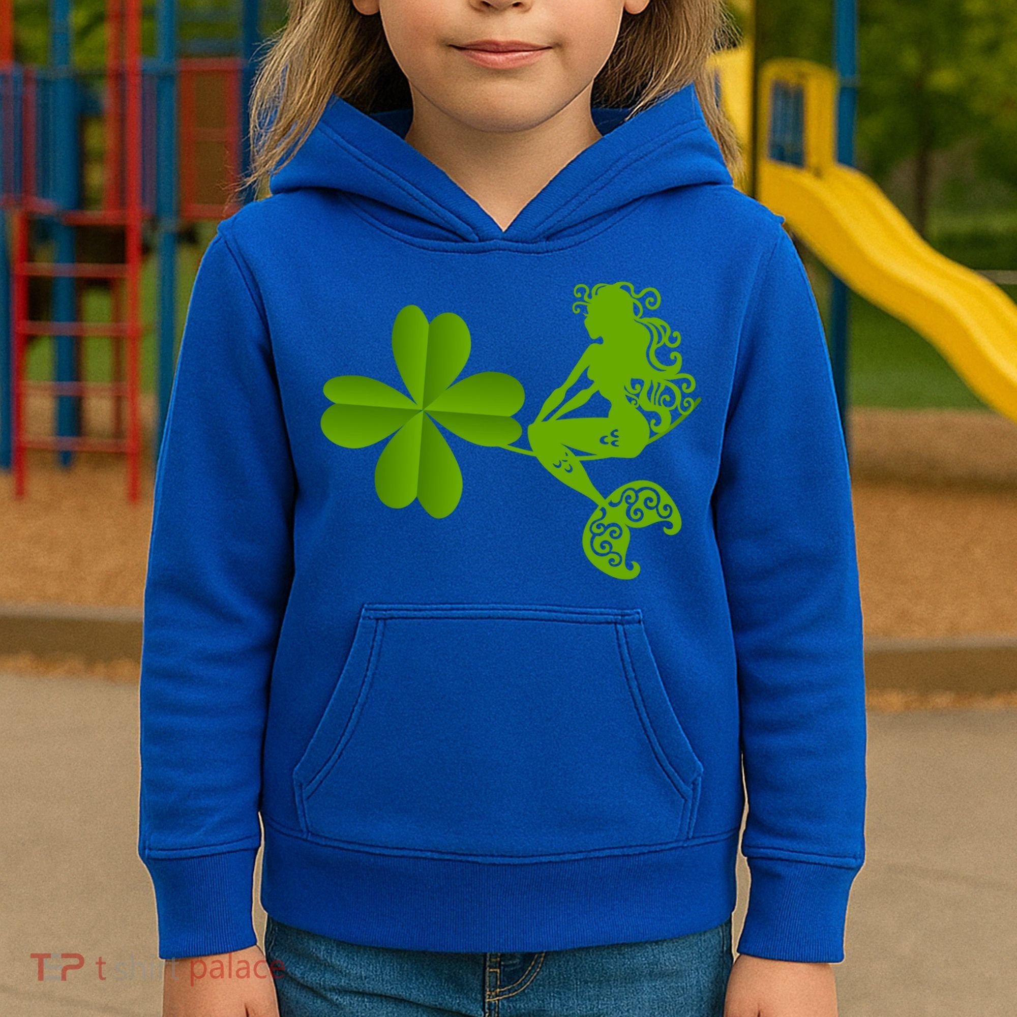 Funny Irish Mermaid Love Shamrock St Patricks Day Funny Gift Kids Hoodie