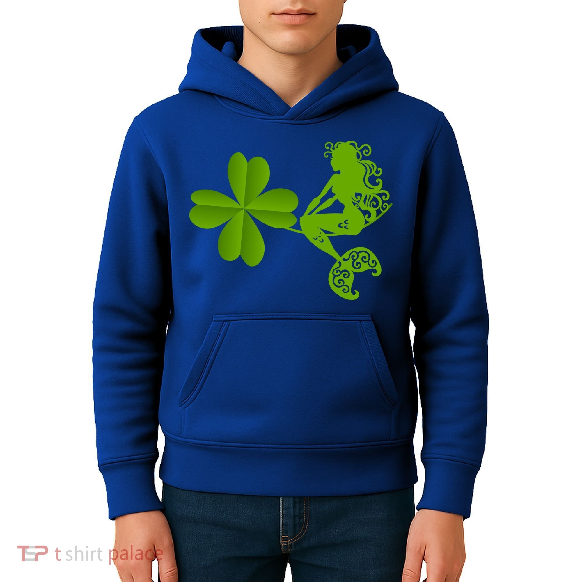 Funny Irish Mermaid Love Shamrock St Patricks Day Funny Gift Kids Hoodie
