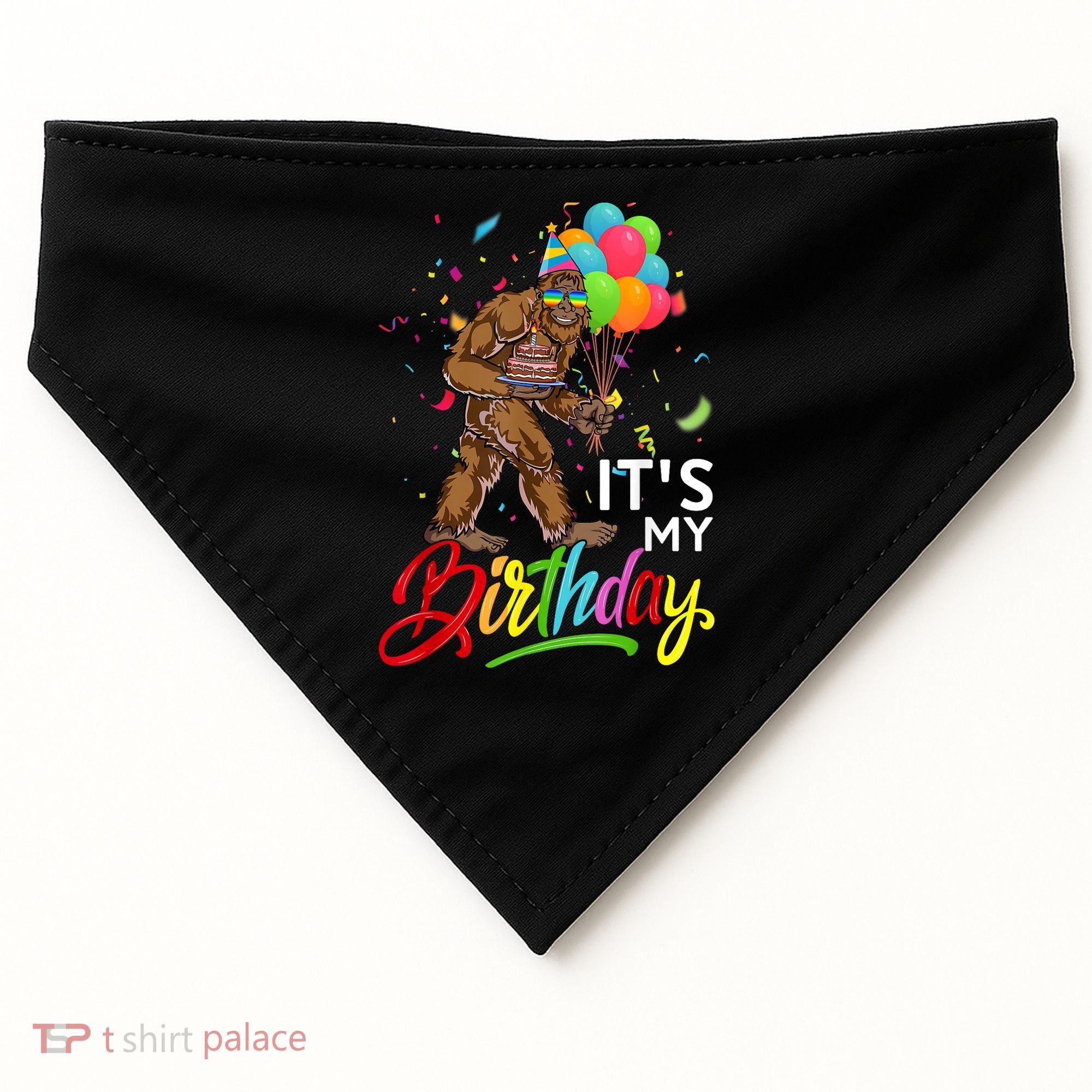Funny ItS My Birthday Bigfoot Sasquatch Party Celebration USA-Made Doggie Bandana