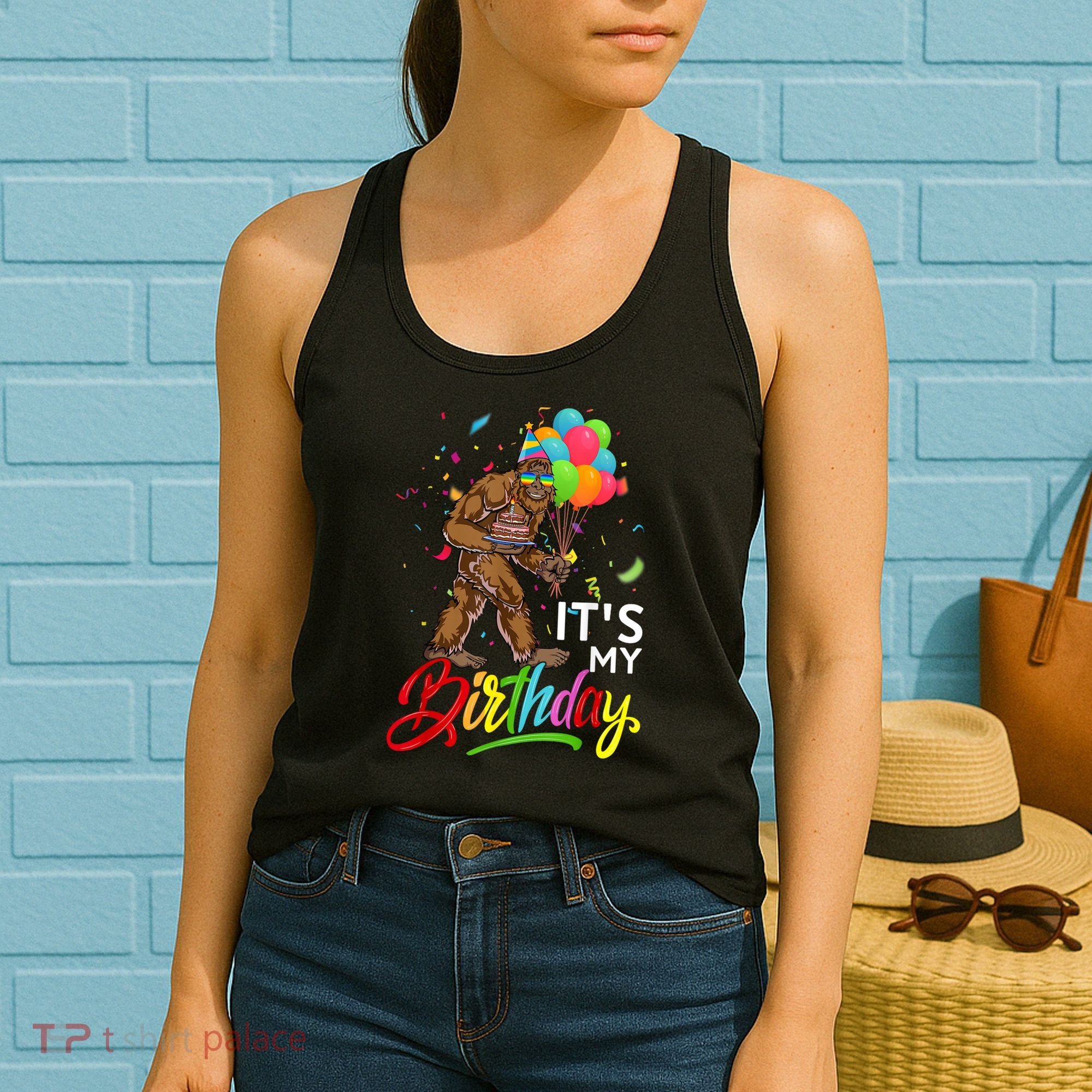 Funny ItS My Birthday Bigfoot Sasquatch Party Celebration Women's Tank Top