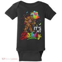 Funny ItS My Birthday Bigfoot Sasquatch Party Celebration Baby Bodysuit thumb 0