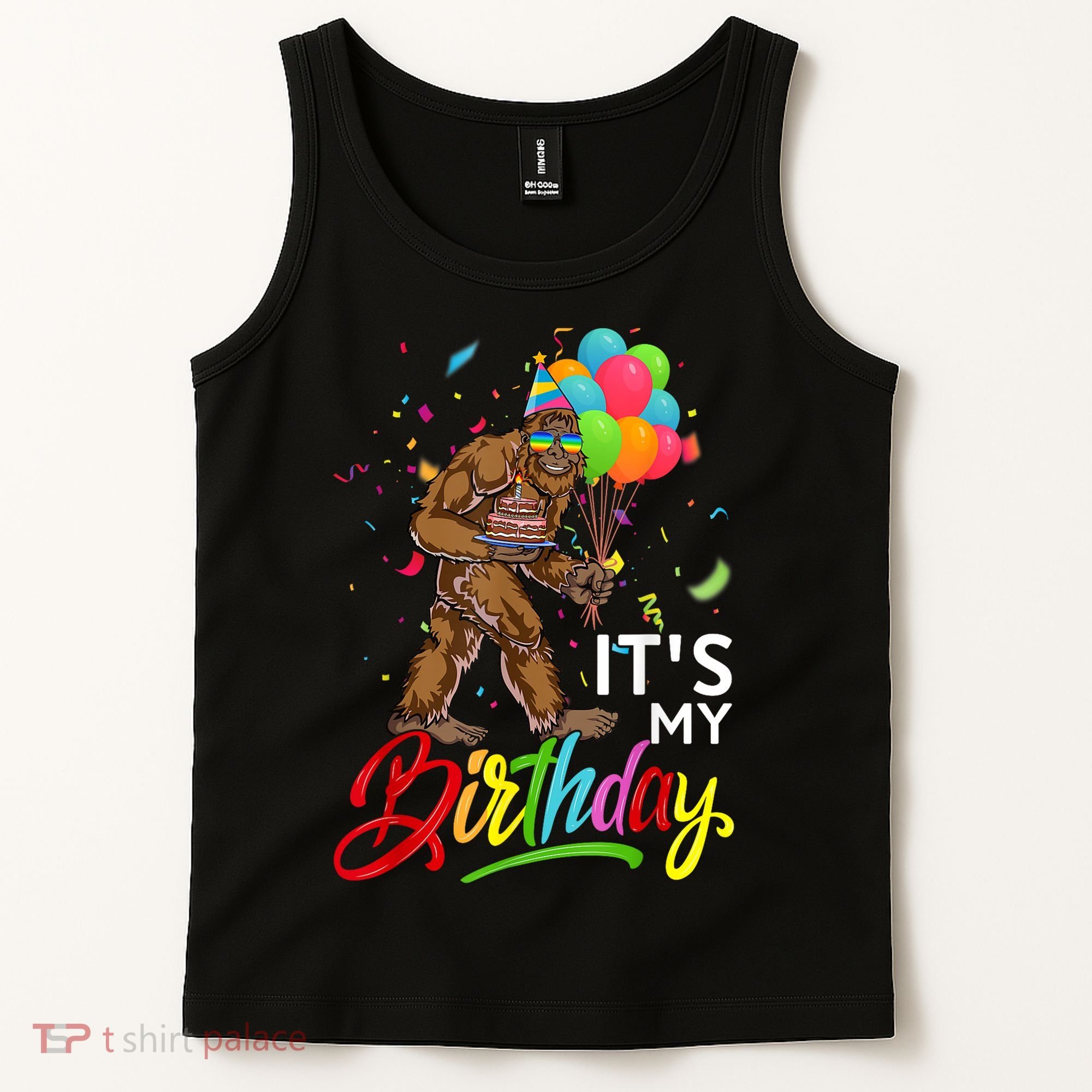 Funny ItS My Birthday Bigfoot Sasquatch Party Celebration Tank Top