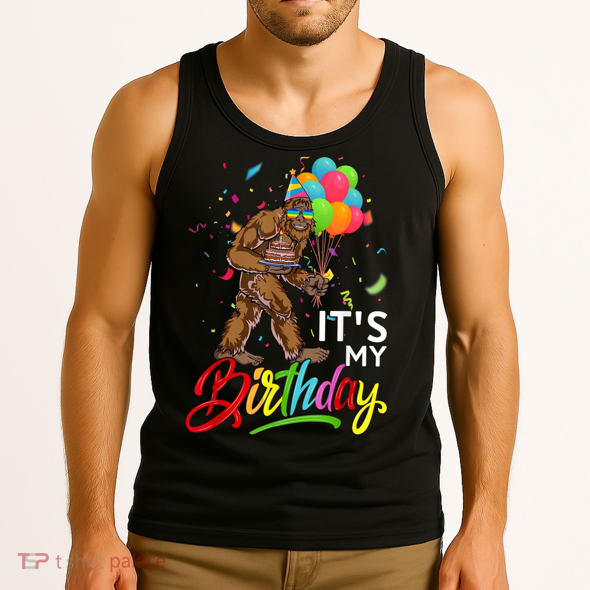 Funny ItS My Birthday Bigfoot Sasquatch Party Celebration Tank Top