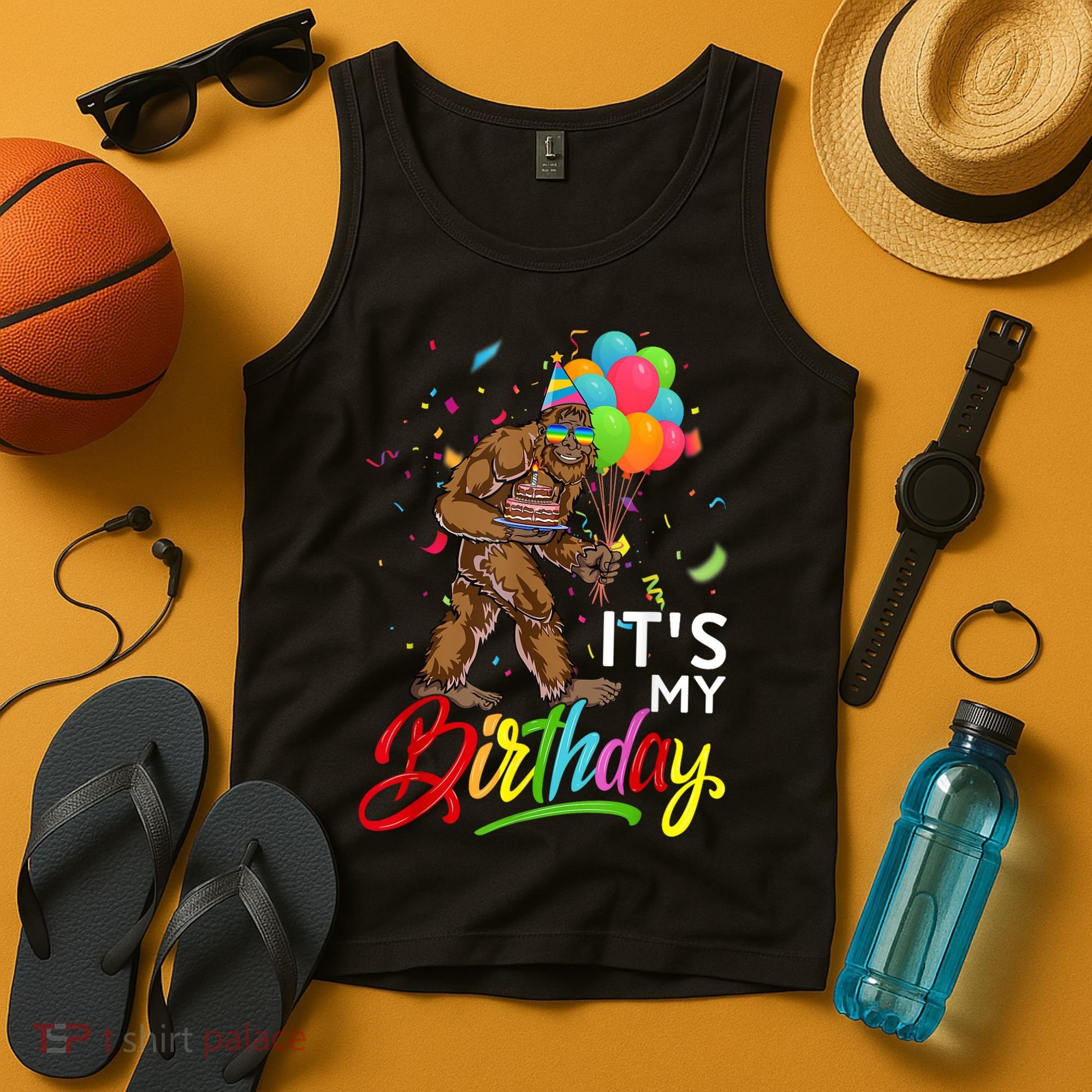 Funny ItS My Birthday Bigfoot Sasquatch Party Celebration Tank Top
