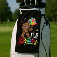 Funny ItS My Birthday Bigfoot Sasquatch Party Celebration Golf Towel thumb 2