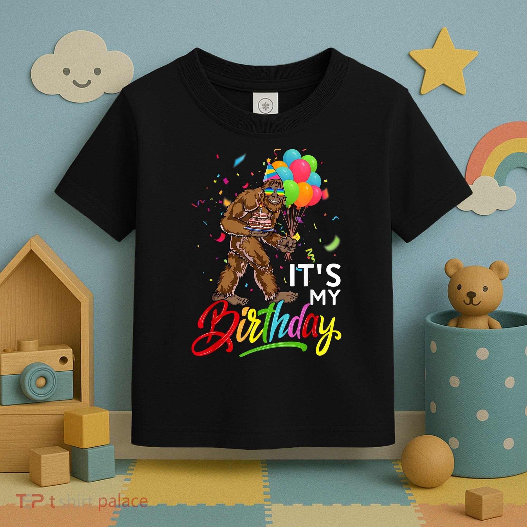 Funny ItS My Birthday Bigfoot Sasquatch Party Celebration Toddler T-Shirt