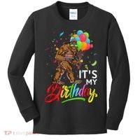 Funny ItS My Birthday Bigfoot Sasquatch Party Celebration Kids Long Sleeve Shirt thumb 0