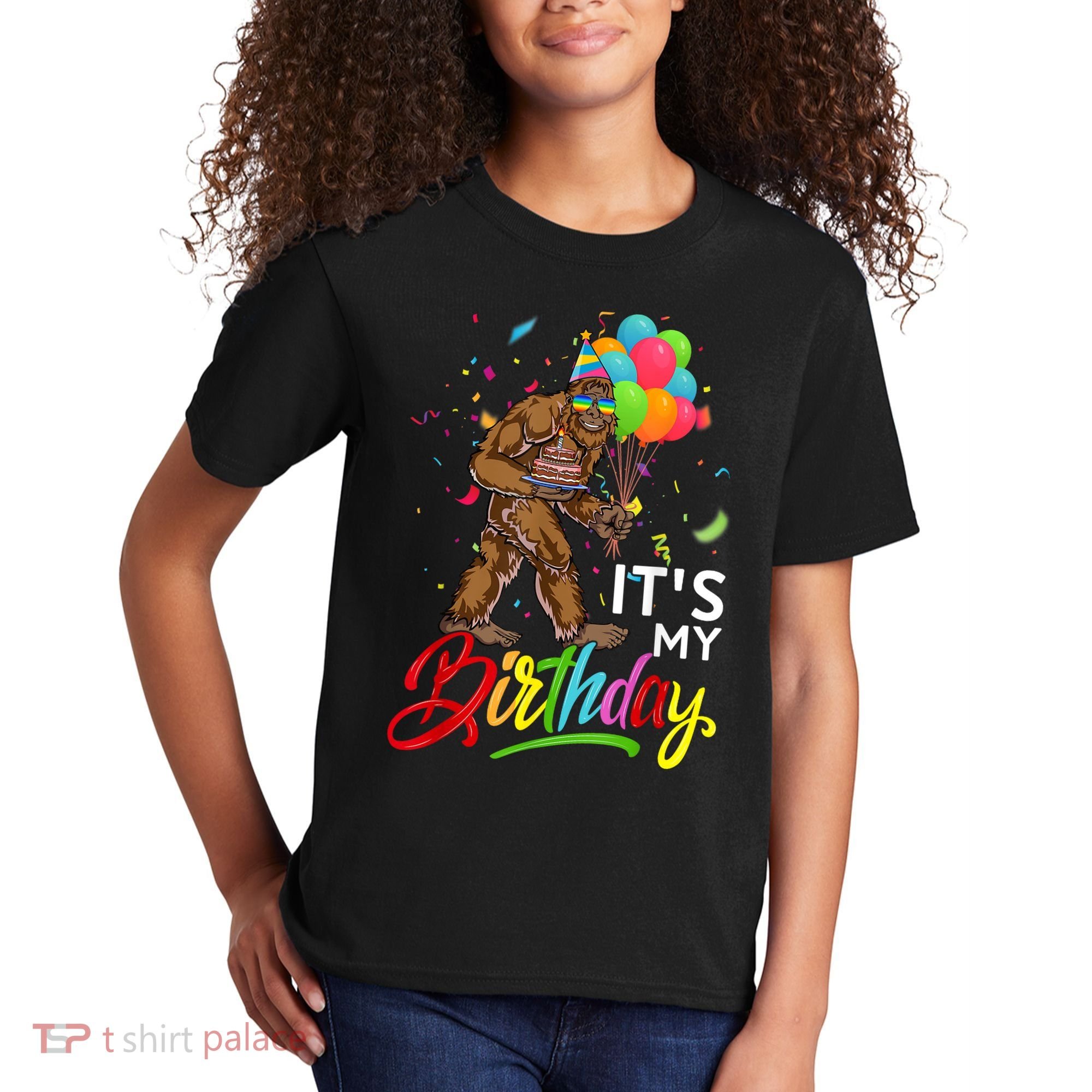 Funny ItS My Birthday Bigfoot Sasquatch Party Celebration Kids T-Shirt