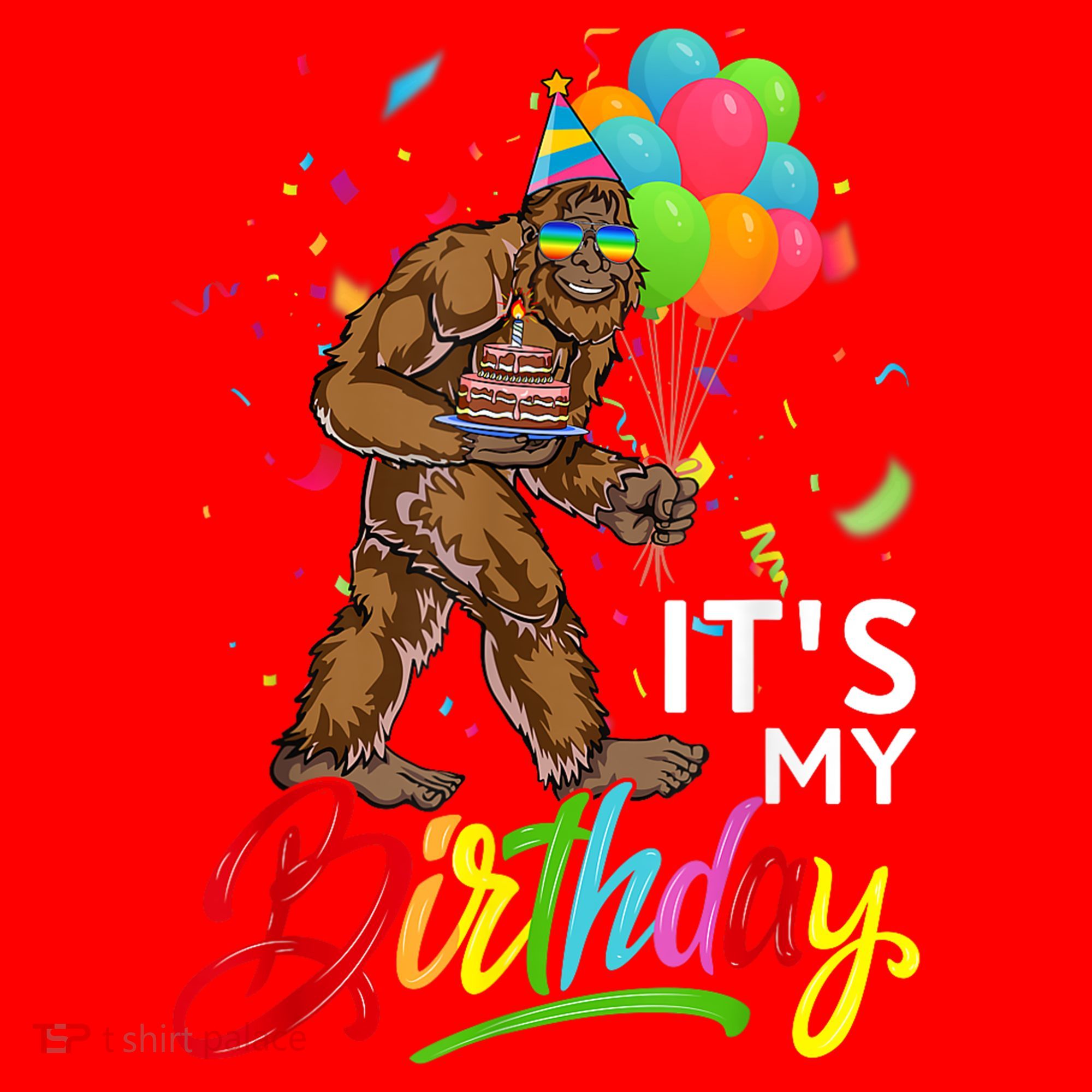 Funny ItS My Birthday Bigfoot Sasquatch Party Celebration Santa Hat