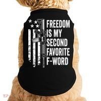 Freedom Is My Second Favorite F Word Funny Gun Joke (BACK) Doggie Tank thumb 0