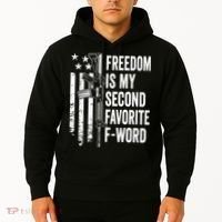 Freedom Is My Second Favorite F Word Funny Gun Joke (BACK) Hoodie thumb 2