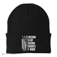 Freedom Is My Second Favorite F Word Funny Gun Joke (BACK) Beanie thumb 0