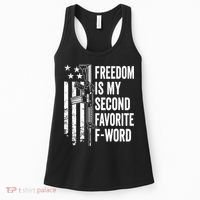 Freedom Is My Second Favorite F Word Funny Gun Joke (BACK) Women's Tank Top thumb 0