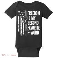 Freedom Is My Second Favorite F Word Funny Gun Joke (BACK) Baby Bodysuit thumb 0