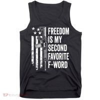 Freedom Is My Second Favorite F Word Funny Gun Joke (BACK) Tank Top thumb 0