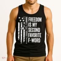 Freedom Is My Second Favorite F Word Funny Gun Joke (BACK) Tank Top thumb 3
