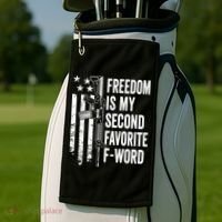 Freedom Is My Second Favorite F Word Funny Gun Joke (BACK) Golf Towel thumb 2