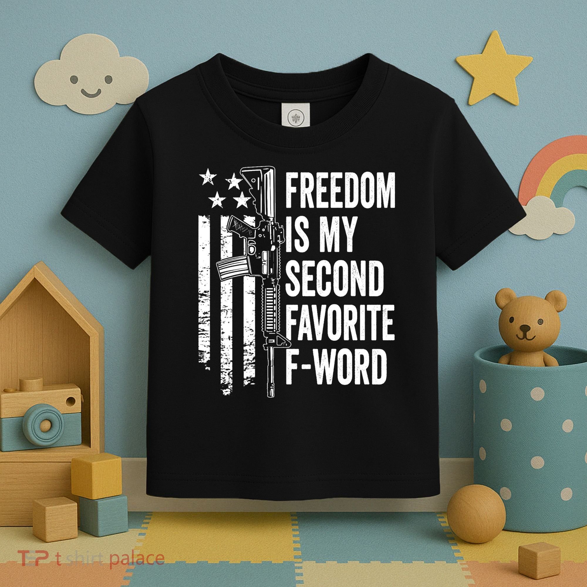 Freedom Is My Second Favorite F Word Funny Gun Joke (BACK) Toddler T-Shirt