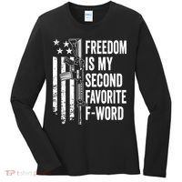 Freedom Is My Second Favorite F Word Funny Gun Joke (BACK) Women's Long Sleeve Shirt thumb 0