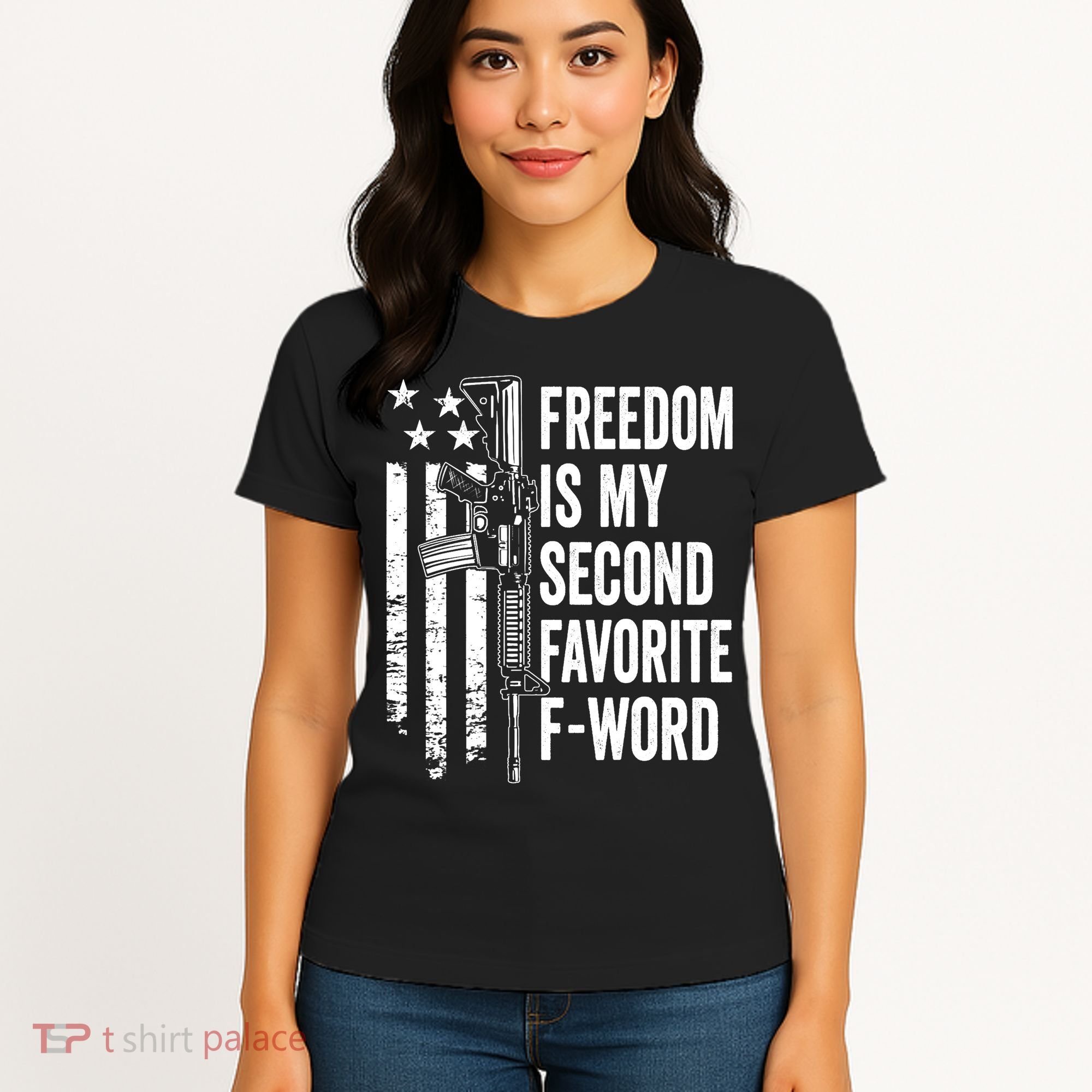 Freedom Is My Second Favorite F Word Funny Gun Joke (BACK) Women's T-Shirt