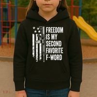 Freedom Is My Second Favorite F Word Funny Gun Joke (BACK) Kids Hoodie thumb 3