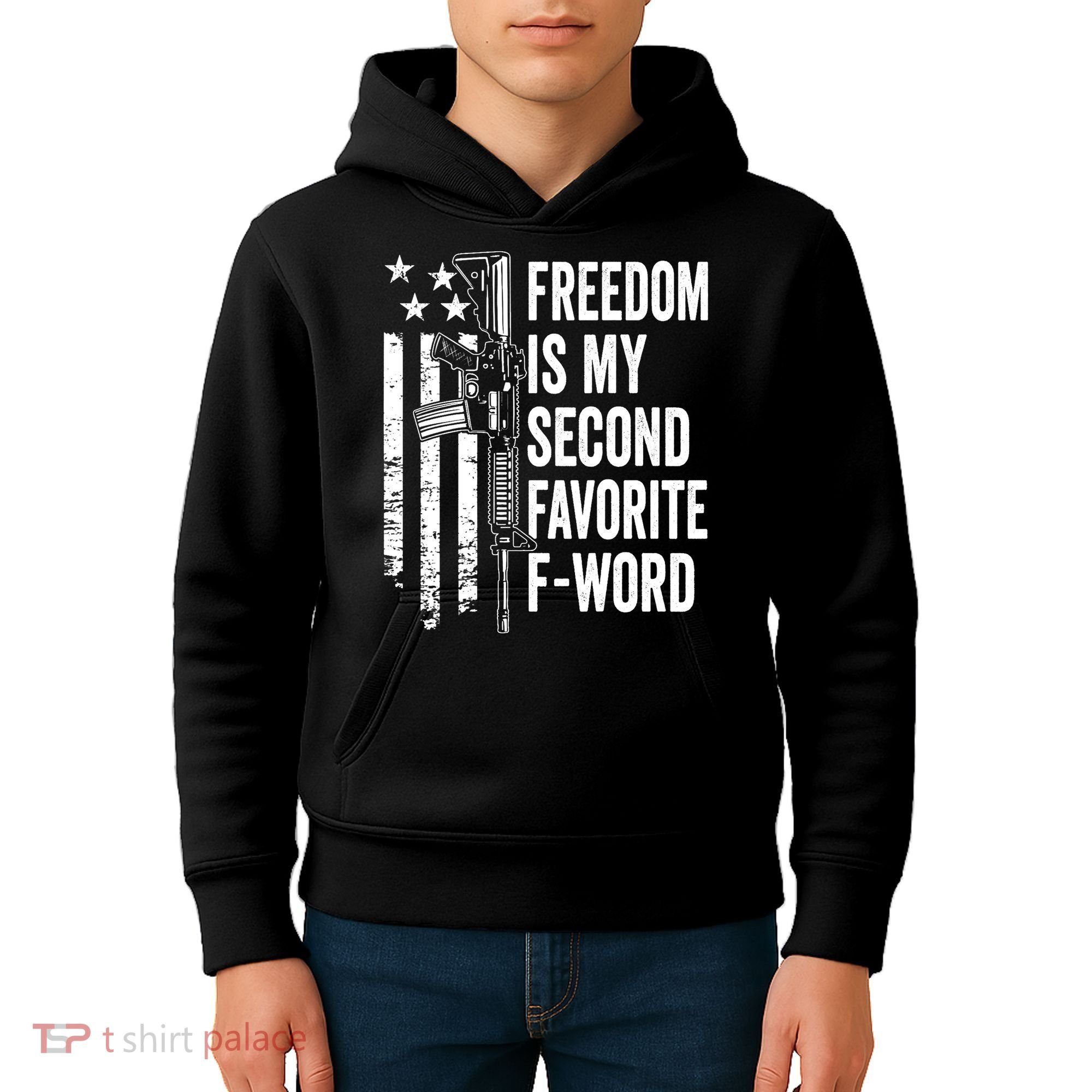 Freedom Is My Second Favorite F Word Funny Gun Joke (BACK) Kids Hoodie