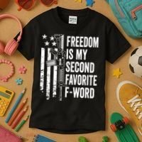 Freedom Is My Second Favorite F Word Funny Gun Joke (BACK) Kids T-Shirt thumb 3