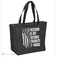 Freedom Is My Second Favorite F Word Funny Gun Joke (BACK) Tote Bag thumb 2