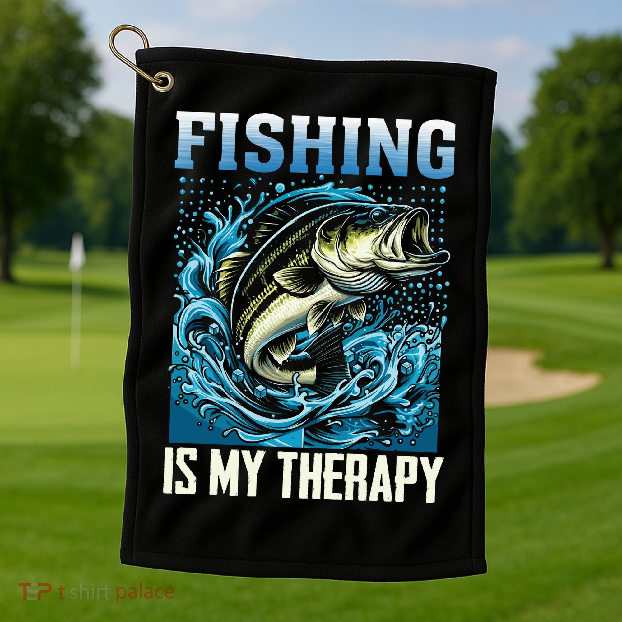 Fishing Is My Therapy Golf Towel