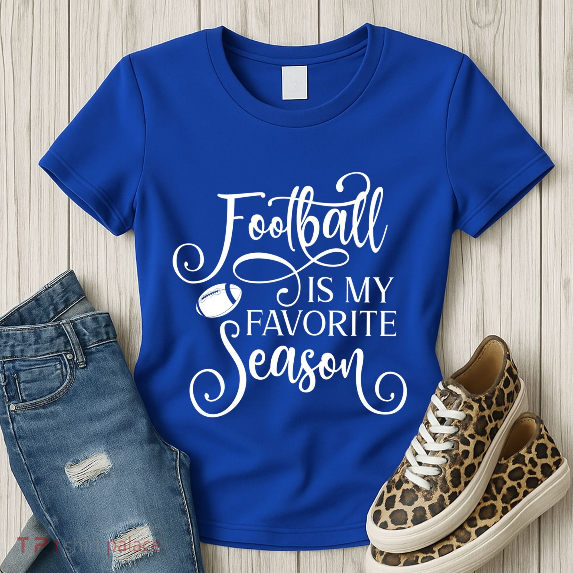 Football Is My Favorite Season Fancy White Script Sports Gift Women's T-Shirt