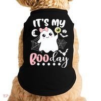 Funny Its My Boo Day Cute Halloween Birthday Ghost Pink Bow Doggie Tank thumb 0