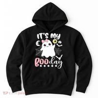 Funny Its My Boo Day Cute Halloween Birthday Ghost Pink Bow Hoodie thumb 0