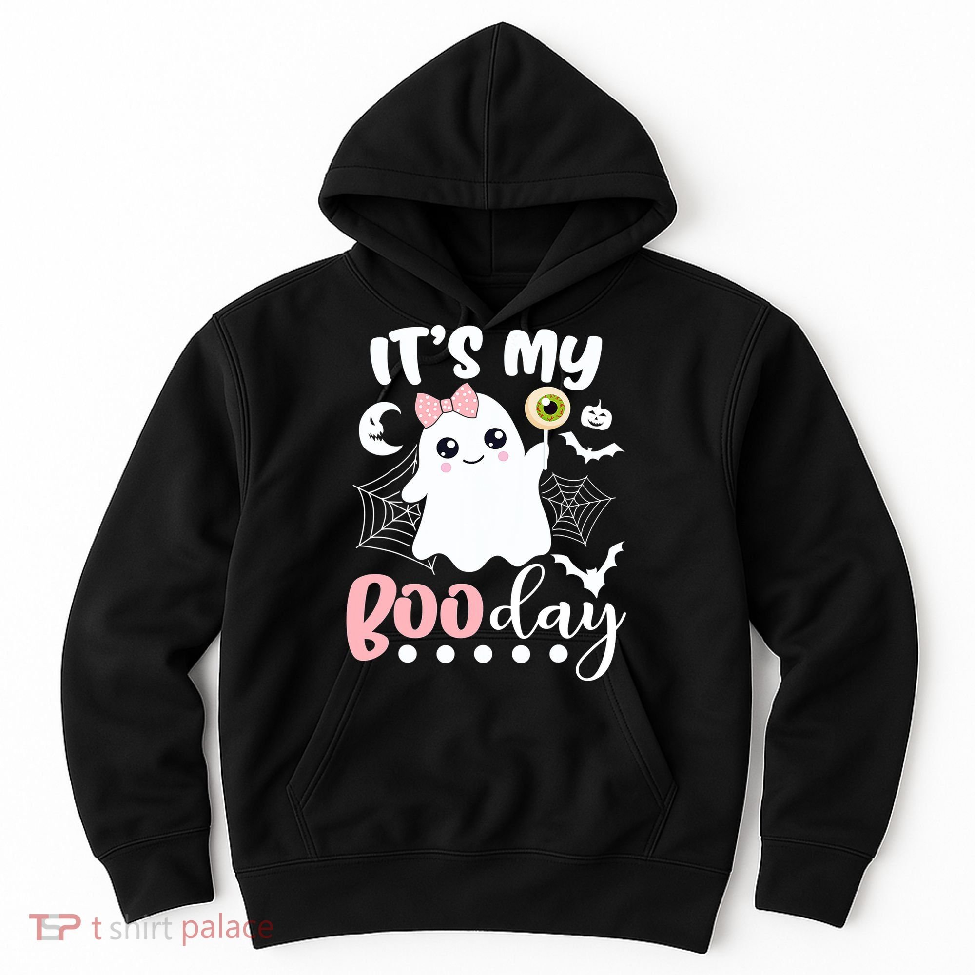 Funny Its My Boo Day Cute Halloween Birthday Ghost Pink Bow Hoodie