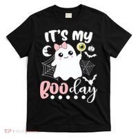 Funny Its My Boo Day Cute Halloween Birthday Ghost Pink Bow T-Shirt thumb 0