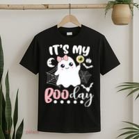 Funny Its My Boo Day Cute Halloween Birthday Ghost Pink Bow T-Shirt thumb 2