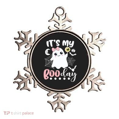Funny Its My Boo Day Cute Halloween Birthday Ghost Pink Bow Ornament