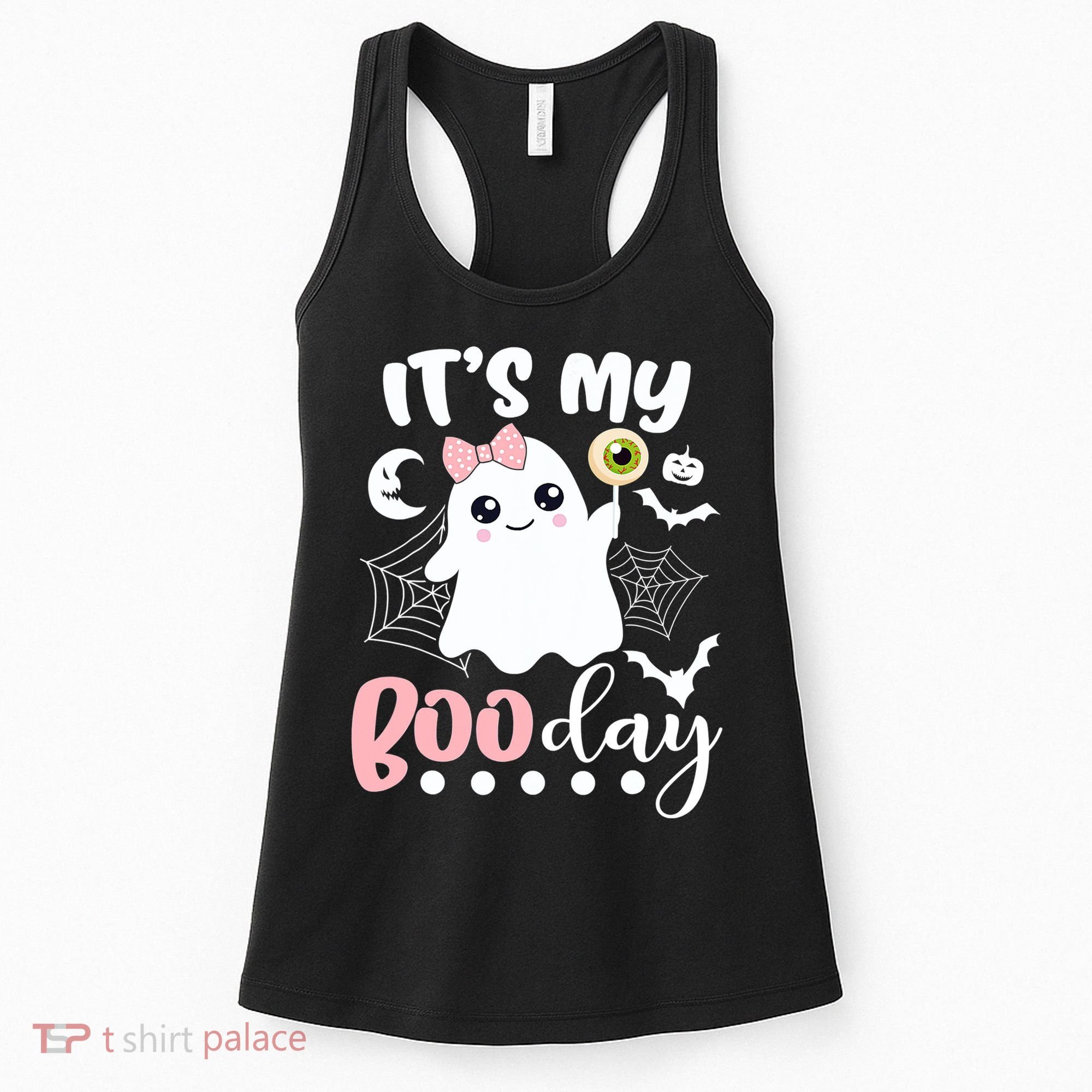 Funny Its My Boo Day Cute Halloween Birthday Ghost Pink Bow Women's Tank Top