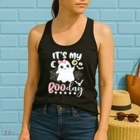 Funny Its My Boo Day Cute Halloween Birthday Ghost Pink Bow Women's Tank Top thumb 2